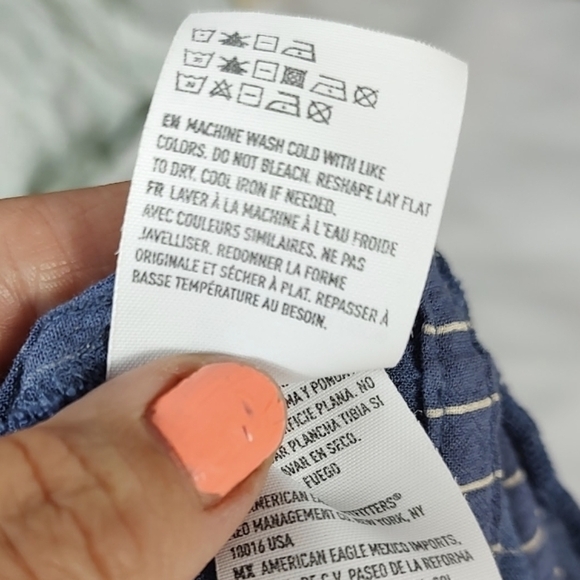 American Eagle Blue Striped Off-Shoulder Top Medium - Picture 7 of 10